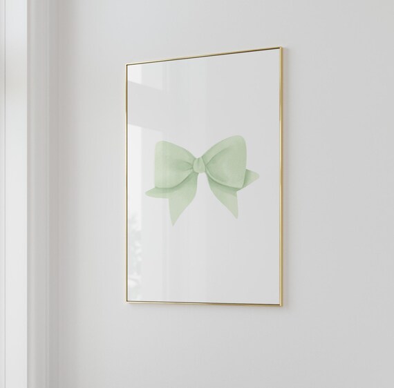 Green Bow Print Preppy Wall Art Teen Girl Poster Balletcore Sage Coquette Prints Trendy Bedroom Decor