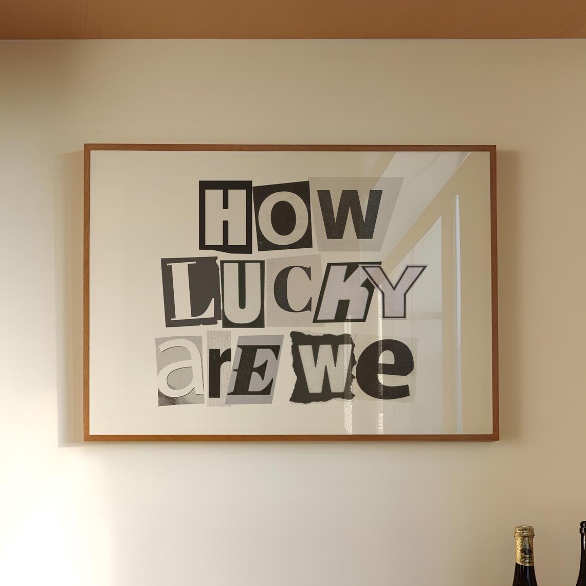 How Lucky Are We Ransom Letter Typography Landscape Art Poster - Image 3