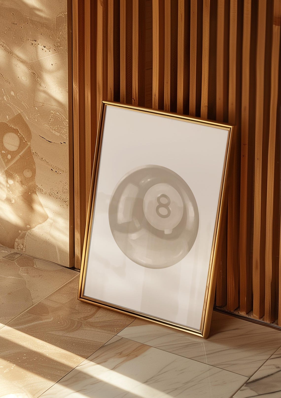 Beige 8 Ball Soft Watercolor Neutral Preppy Trendy Wall Poster