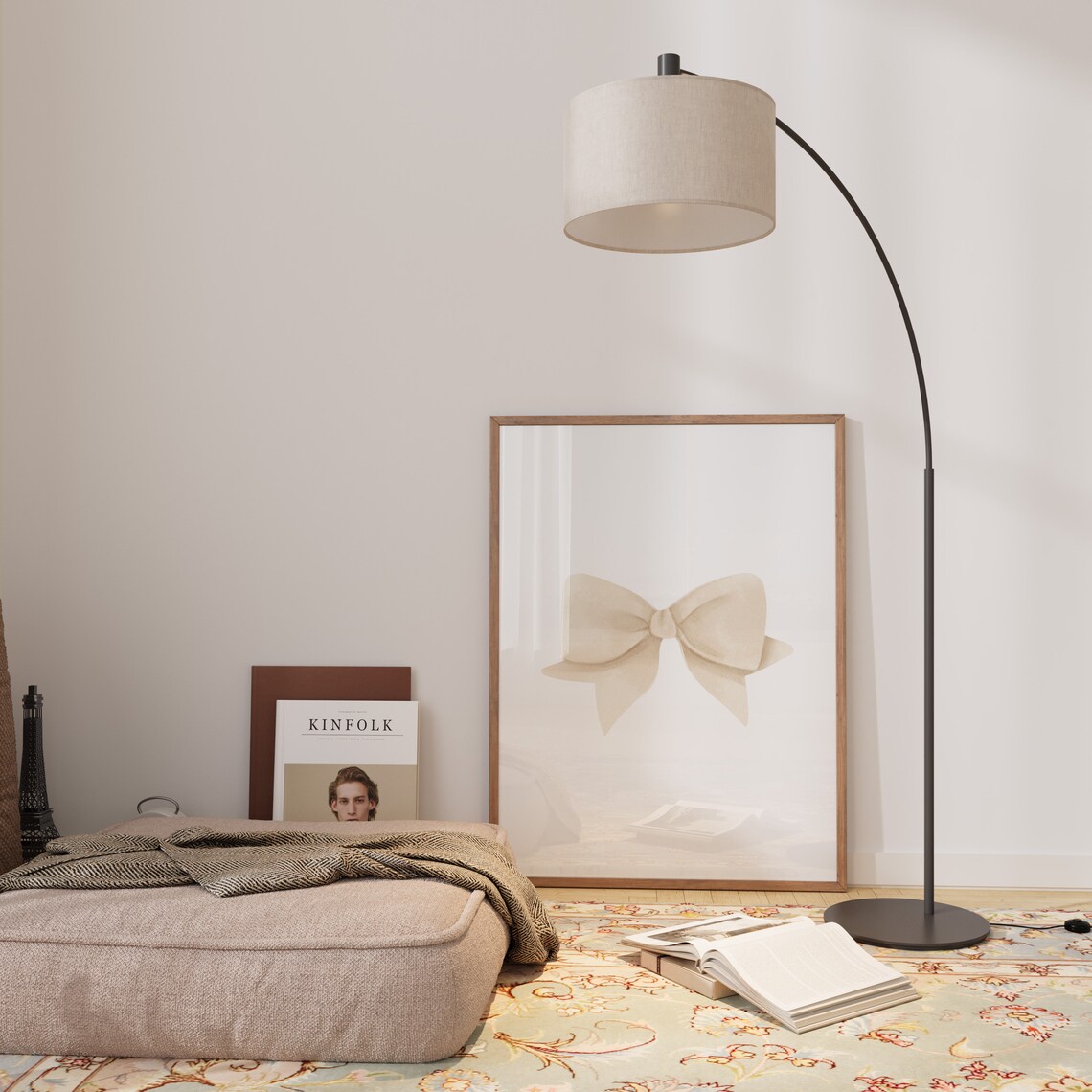 Beige Watercolor Bow Single Neutral Coquette Bedroom Wall Art - Image 2