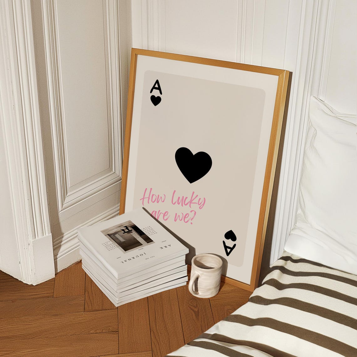 How Lucky Are We Ace Of Hearts Pink Script Romantic Love Poster - Image 4
