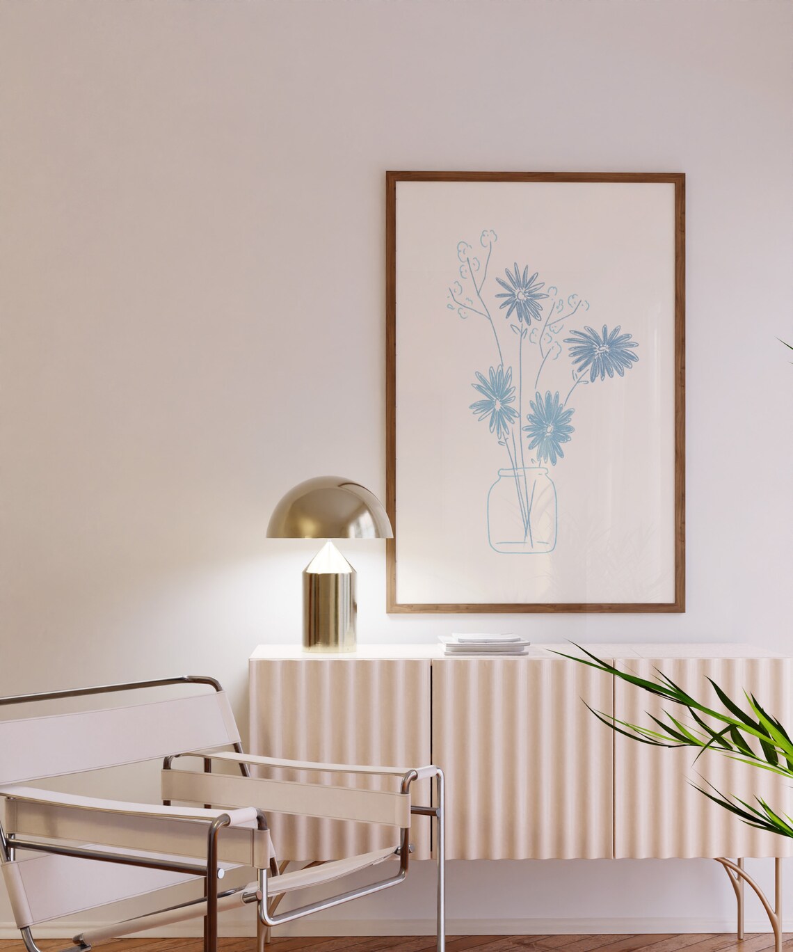Blue Flower Bouquet Art Print, Preppy Dorm Decor - Image 3