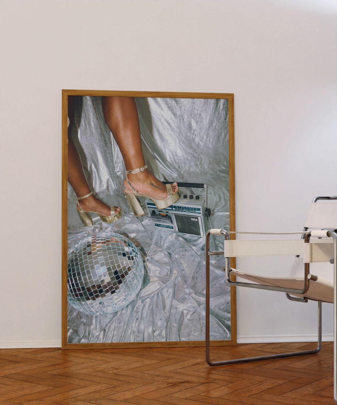 Disco Ball Gold Platform Heels Boombox Retro Party Photo Poster - Image 2