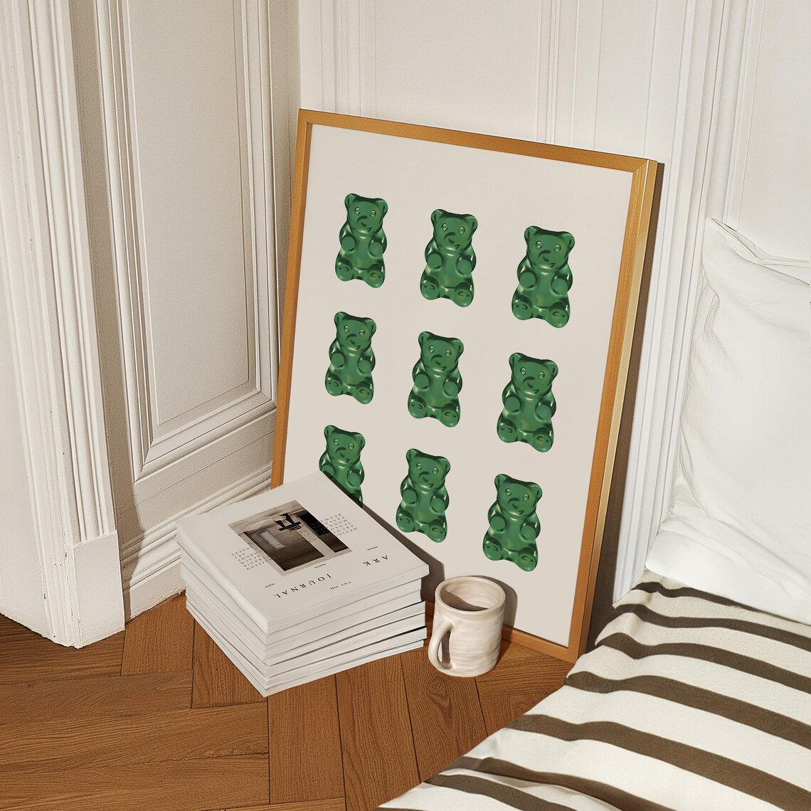 Nine Glossy Green Gummy Bears Grid Pop Candy Kids Fun Room Poster - Image 3