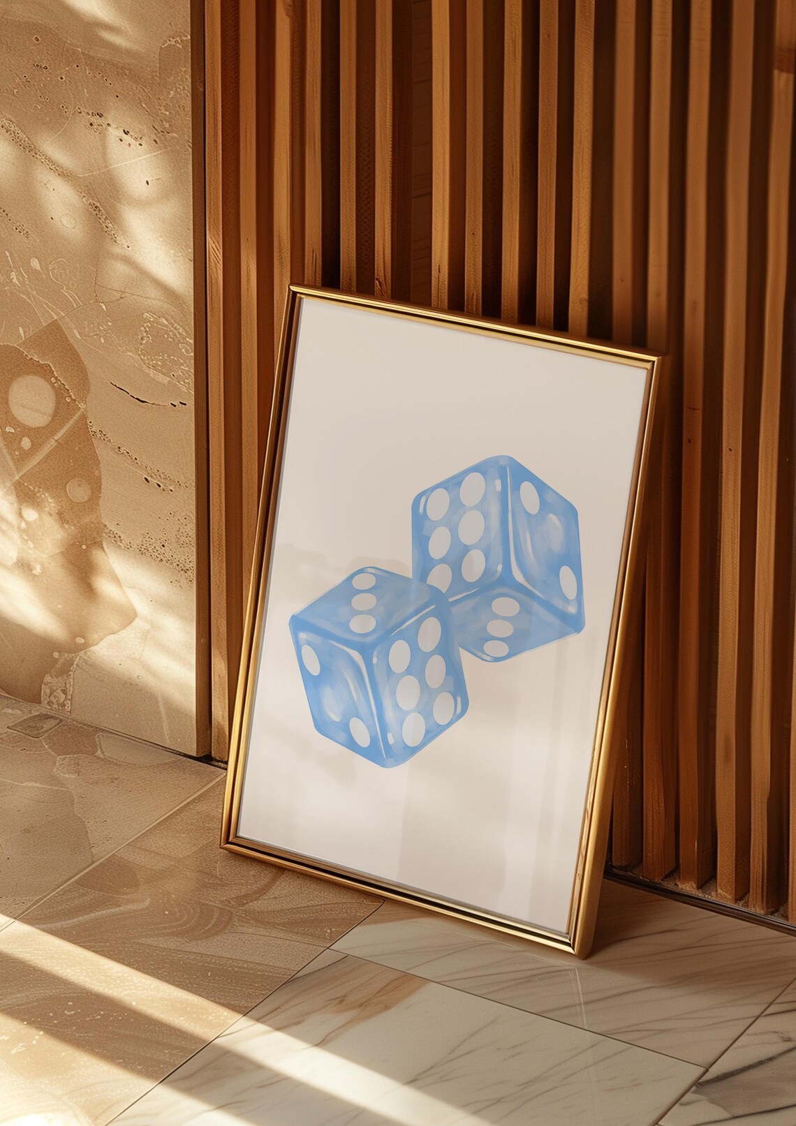 Two Baby Blue Fuzzy Dice Soft Watercolor Preppy Dorm Room Art Poster - Image 3