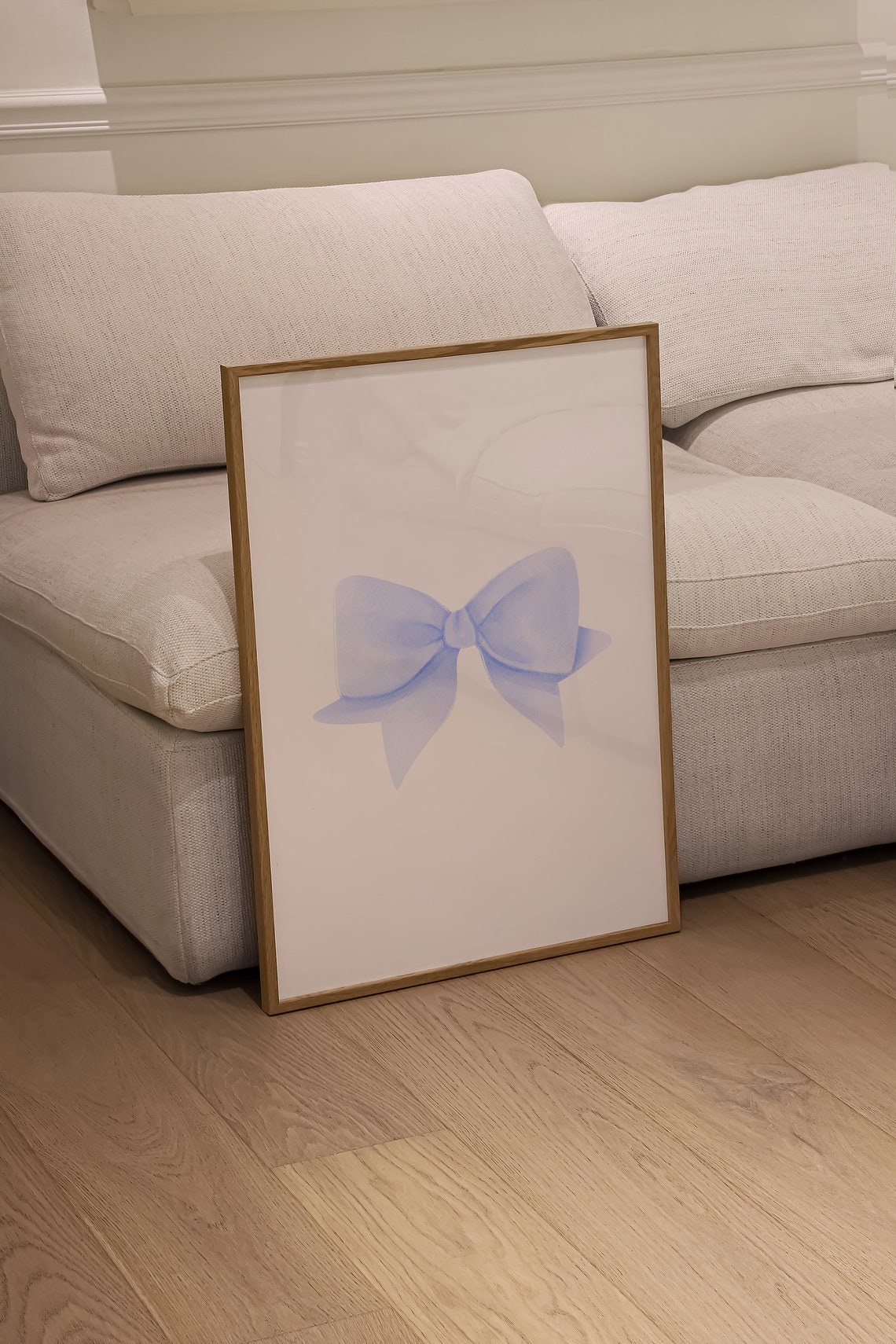 Simple Soft Blue Watercolor Bow Off White Preppy Bedroom Art Print