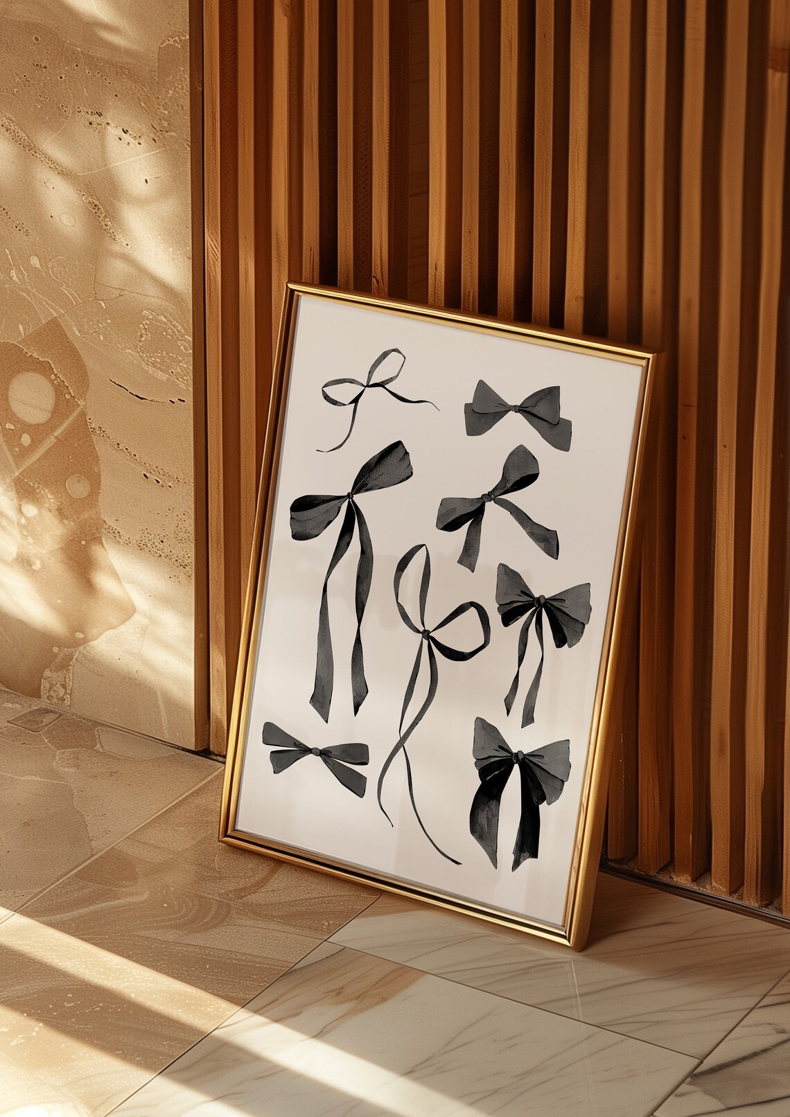 Bow Wall Art, Watercolor Print for Bedroom Decor