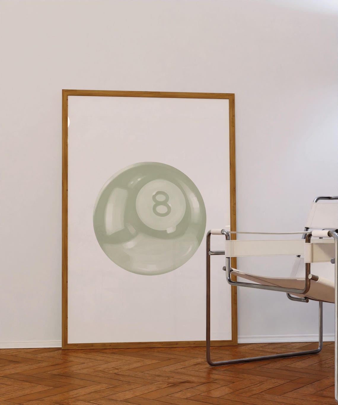 Sage Green 8 Ball Soft Watercolor Minimalist Preppy Wall Poster - Image 3