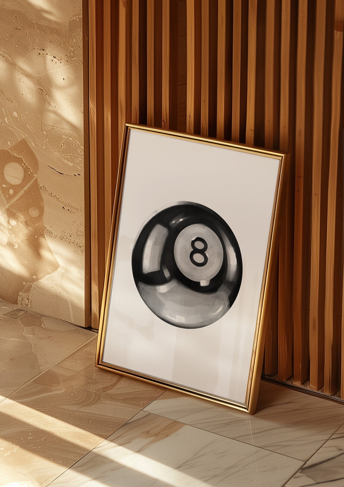 Eight Ball Black And White Art Print, Preppy Decor - Image 2
