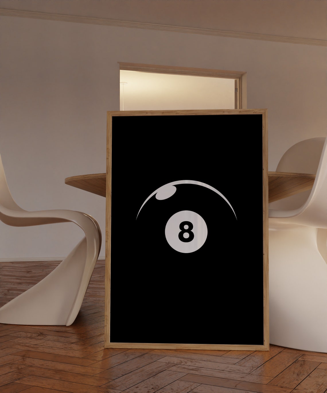 Magic 8 Ball Minimalist Black White Retro Game Room Graphic Wall Art - Image 2