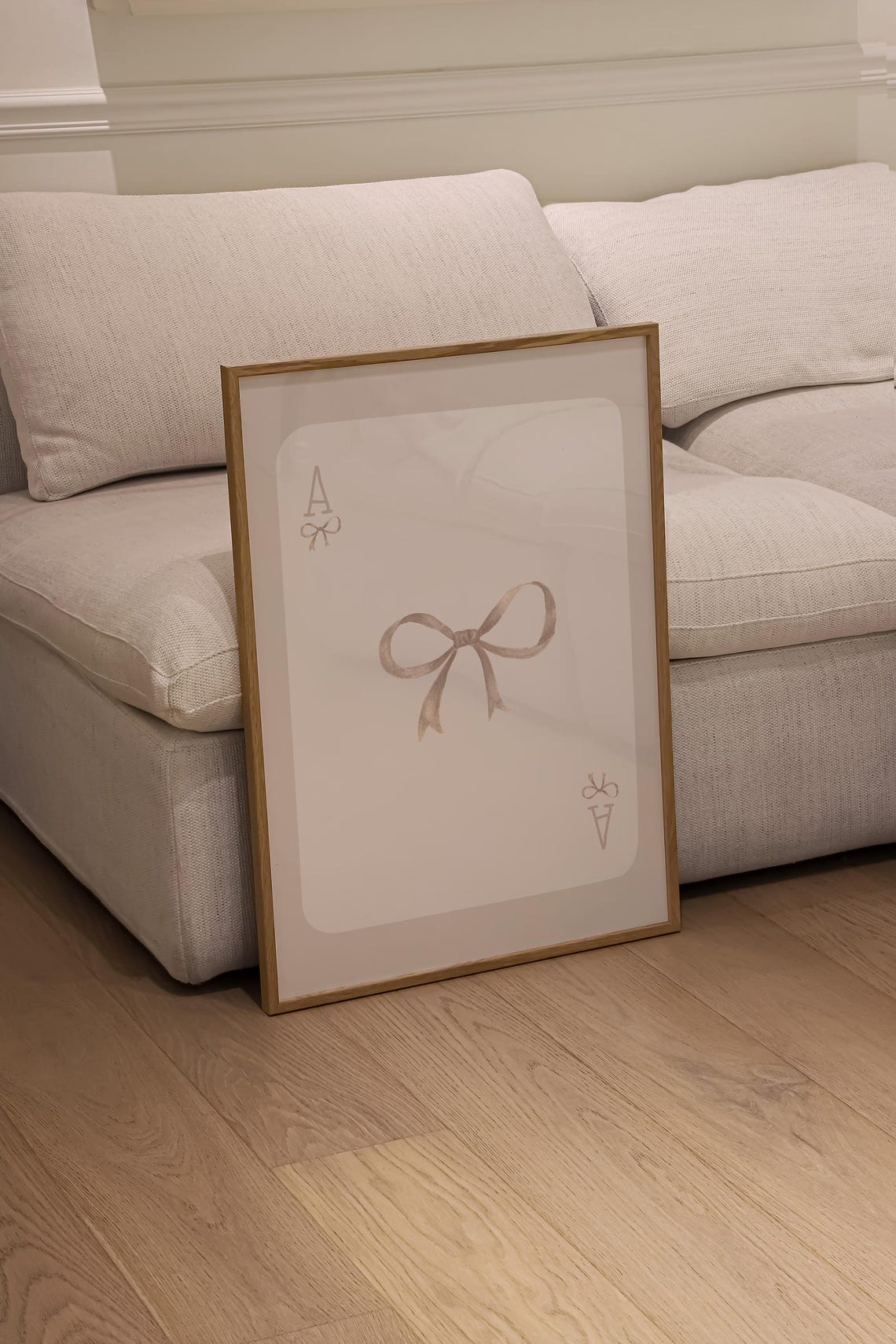 Beige Bow Playing Card Ace Minimalist Ribbon Aesthetic Poster - Image 2