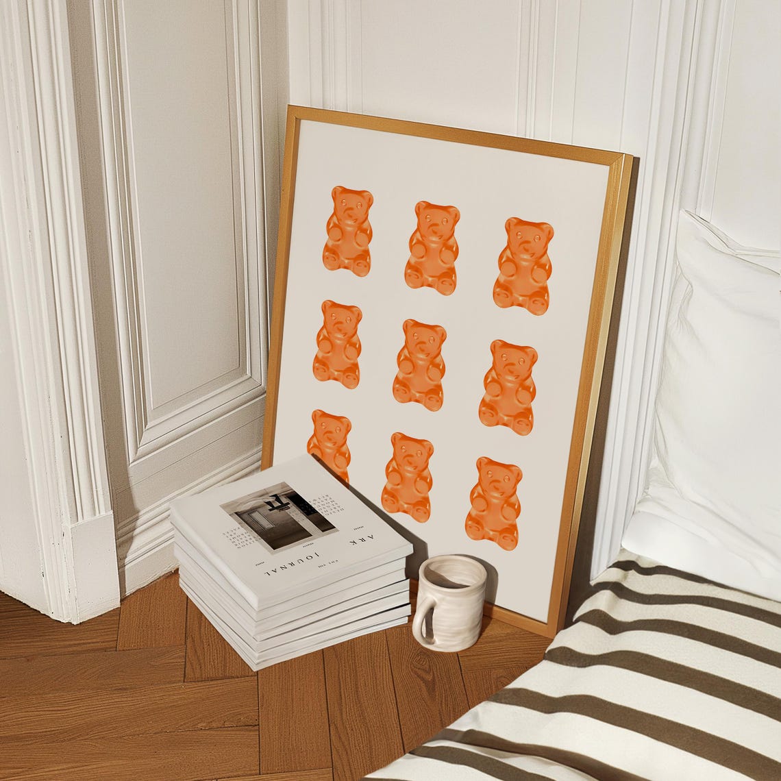 Nine Tangerine Gummy Bears Grid Pop Candy Kids Room Fun Poster - Image 3