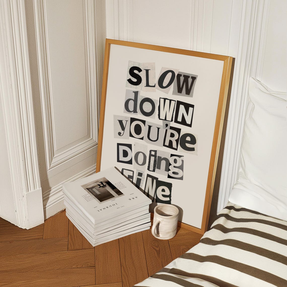 Slow Down Youre Doing Fine Ransom Note Typography Quote Poster - Image 4