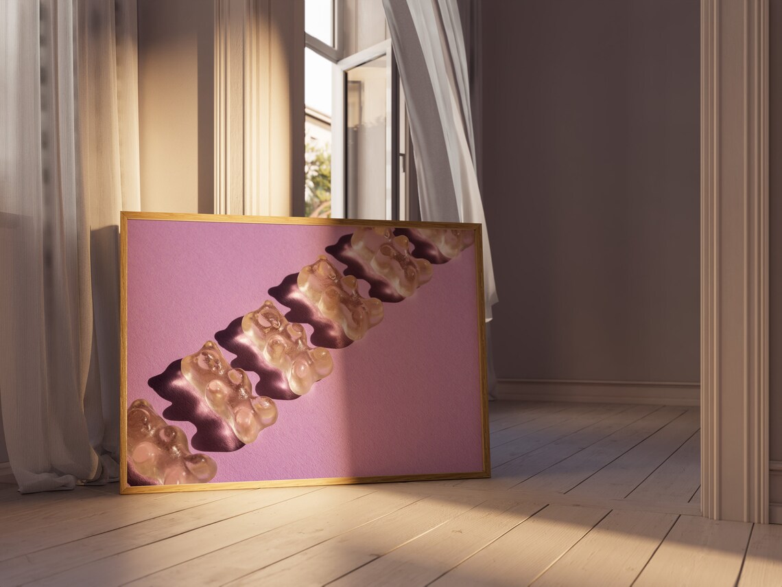 Playful Fun Gummy Bear Candy Pink Aesthetic Photography Art Print - Image 3