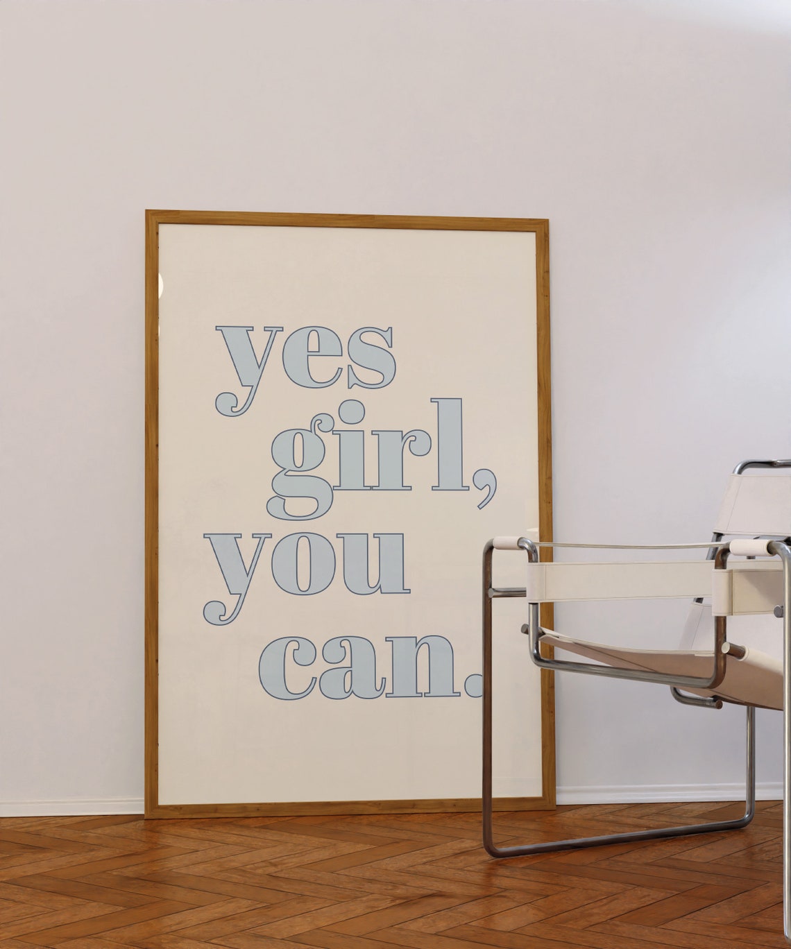 Yes Girl You Can Blue Serif Typography Motivational Affirmation Poster - Image 2