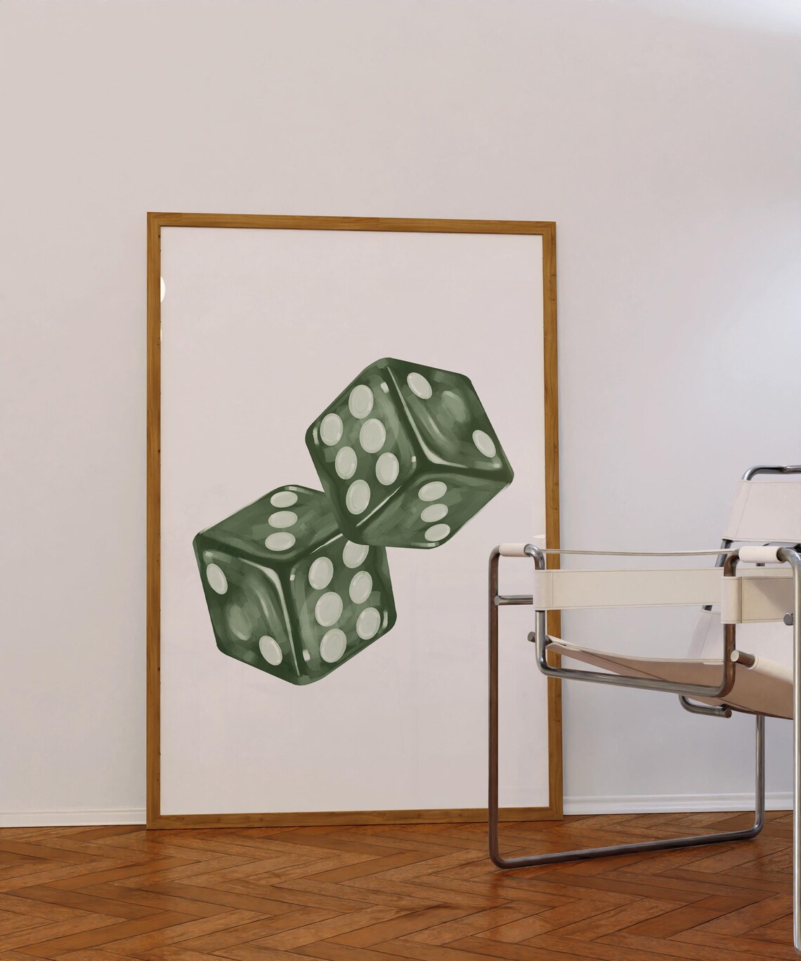 Dark Green Dice Aesthetic Art Print, Preppy Decor