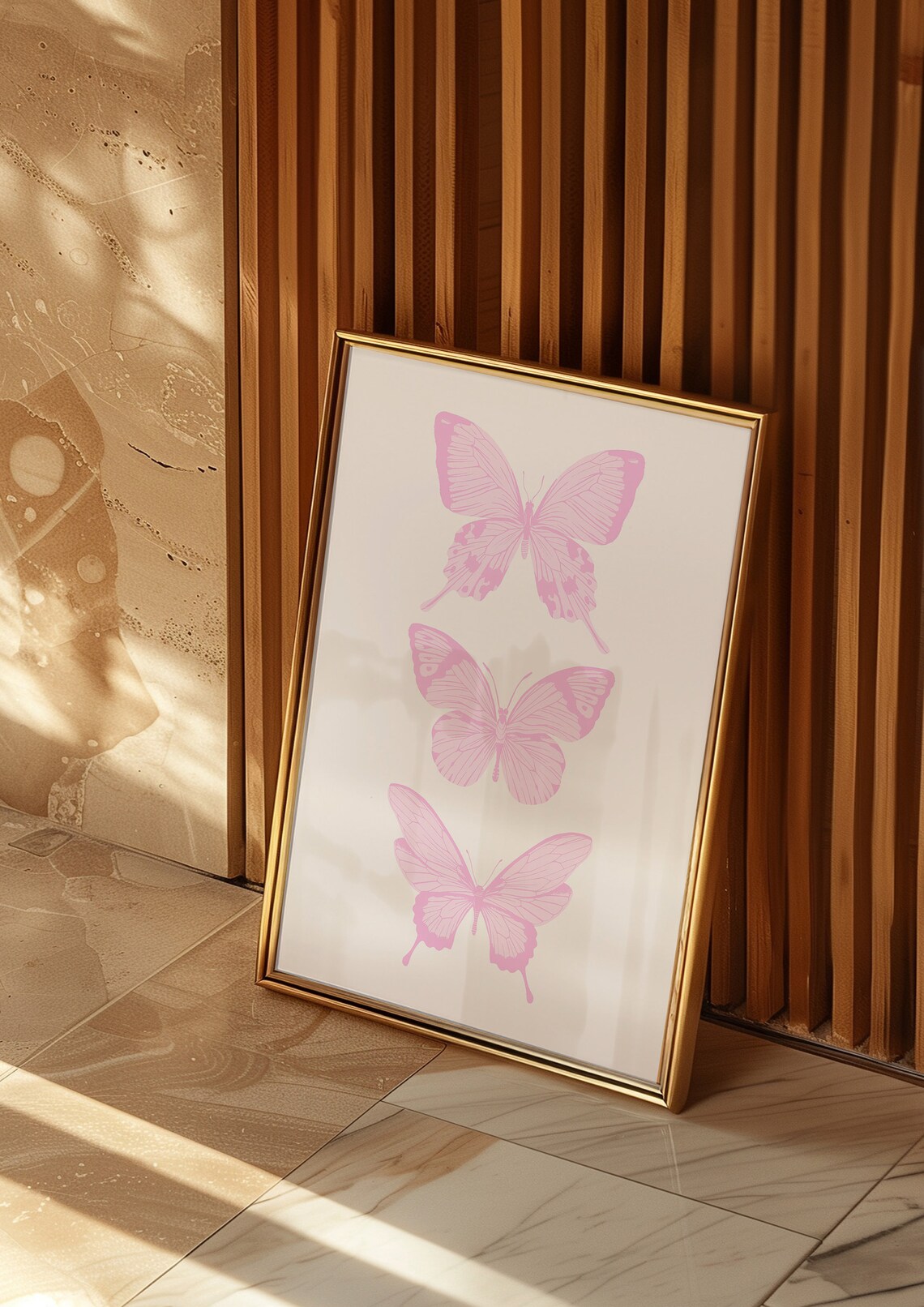 Butterfly Preppy Pink Trendy Wall Art Print