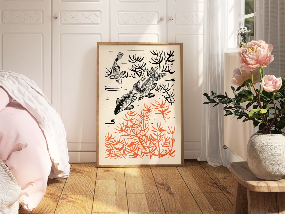 Japanese Fish Vintage Woodblock Art Print