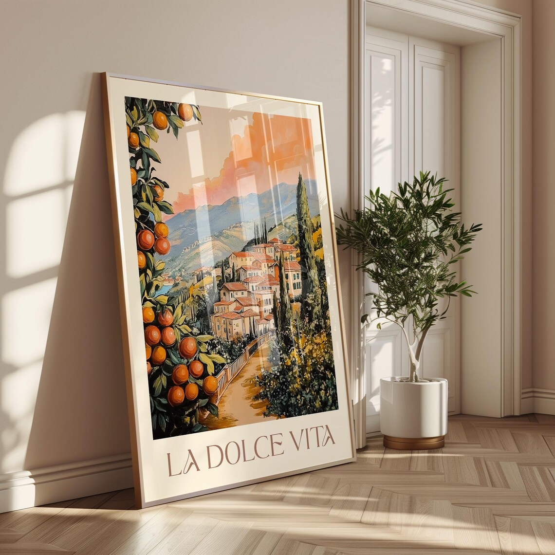 La Dolce Vita Vintage Italy Travel Poster, Tuscany Landscape - Image 3