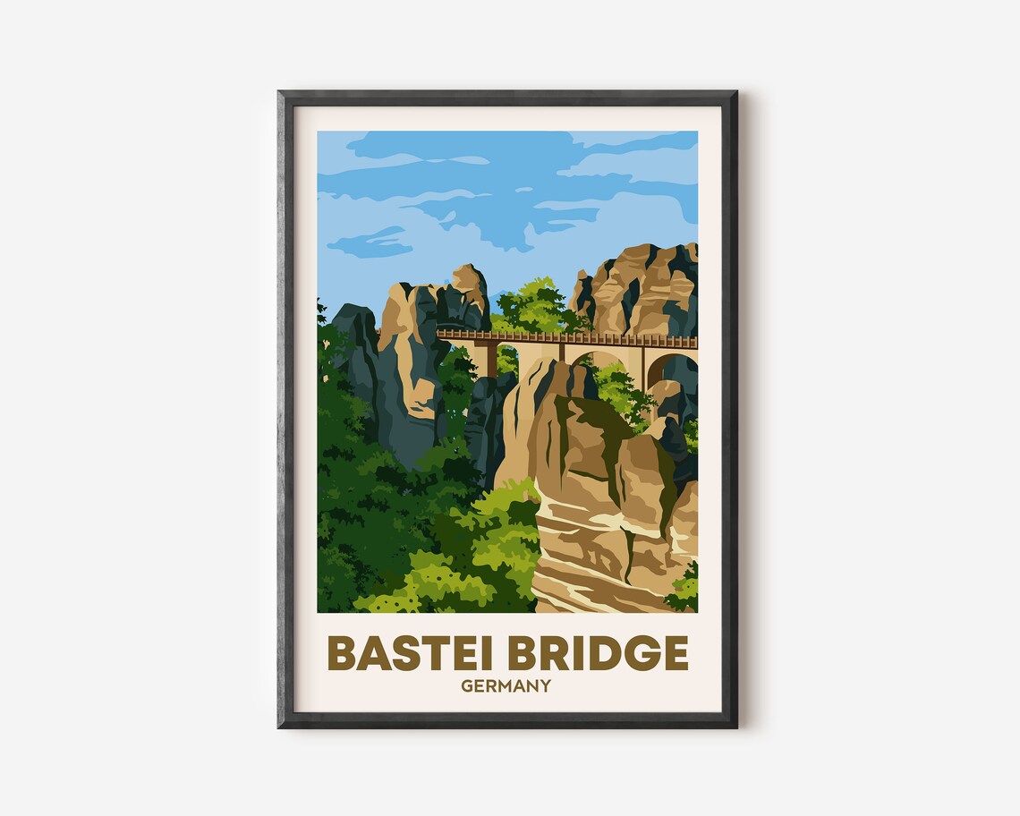 Bastei Bridge Travel Poster, Dresden Germany