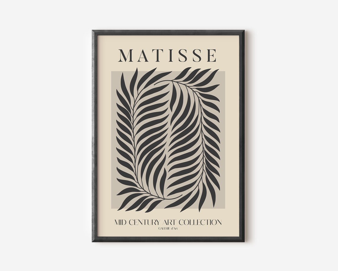 Matisse Black Palm Frond Beige Mid Century Art Collection Poster - Image 4