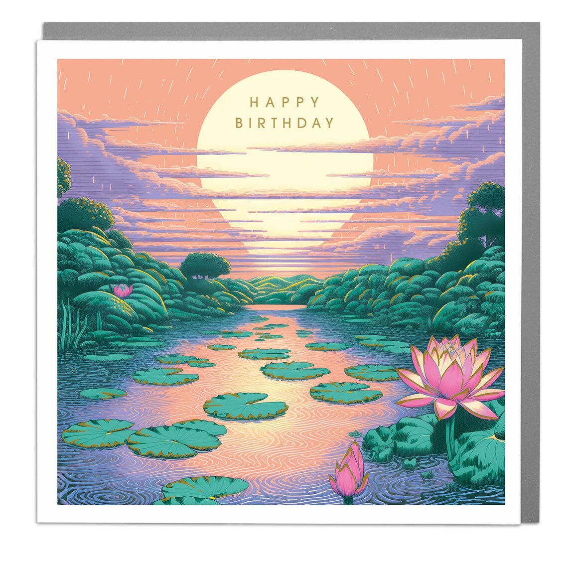 Happy Birthday Lily Pond Card, Lola Design