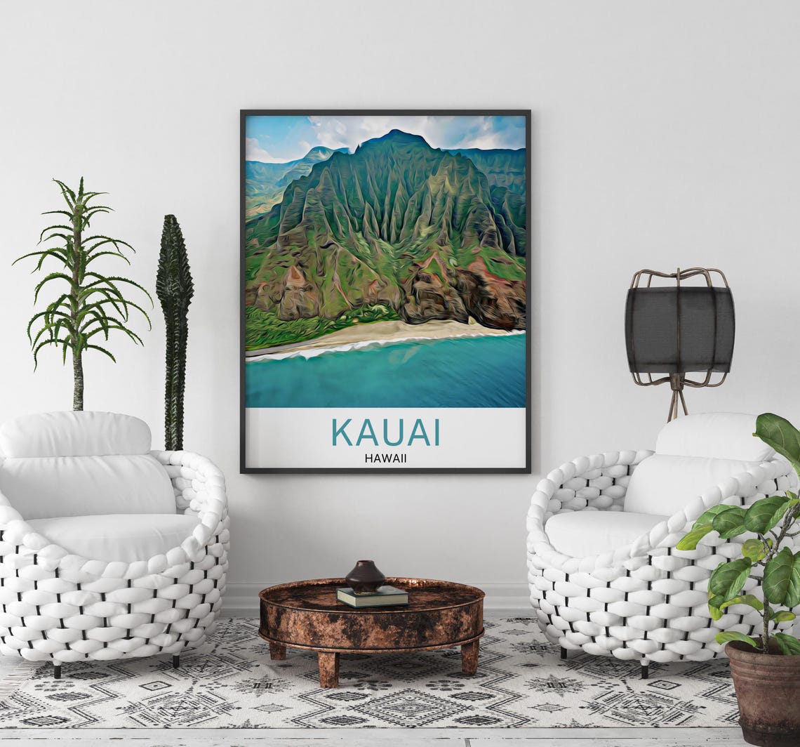Kauai Travel Print Kauai Wall Art Kauai Poster Kauai Art Print Kauai Artwork Unique Birthday Wedding Gift Cityscape Poster - Image 2