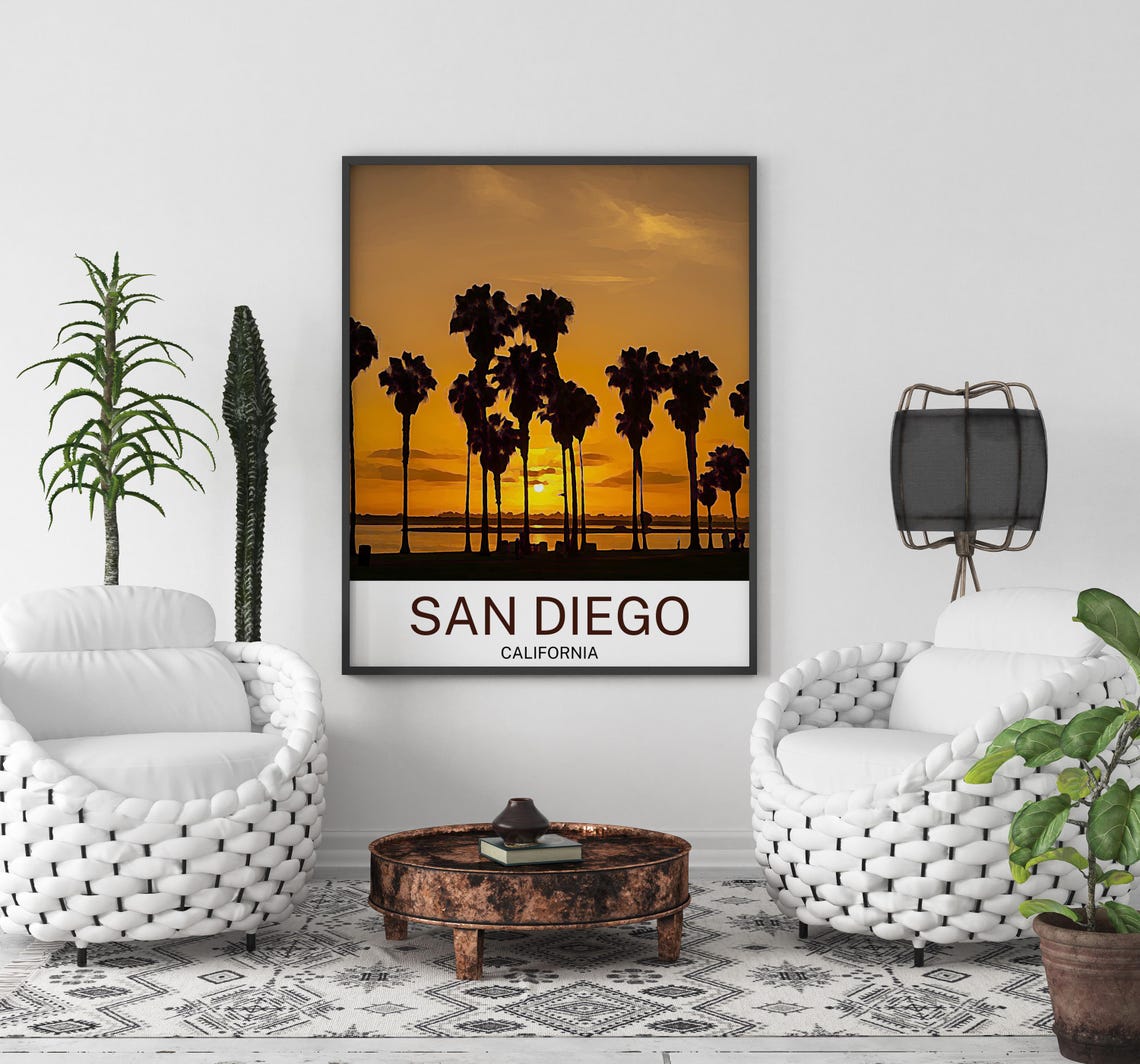 San Diego San Diego Print San Diego Wall Art San Diego Poster San Diego Painting San Diego San Diego Gift Travel Poster Print - Image 2