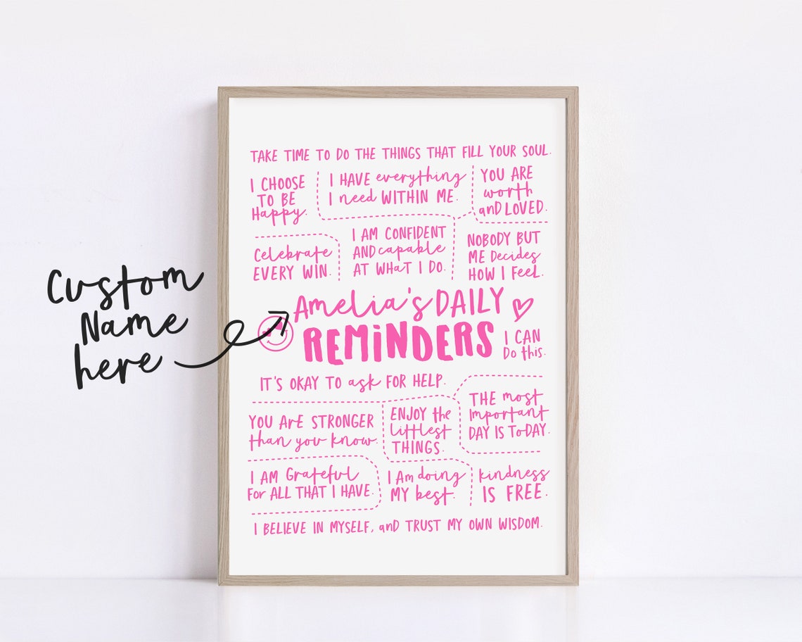 Personalized Daily Reminder Wall Art Affirmations Wall Art Personalise Name Print Custom Wall Art Printable Art Gift - Image 2