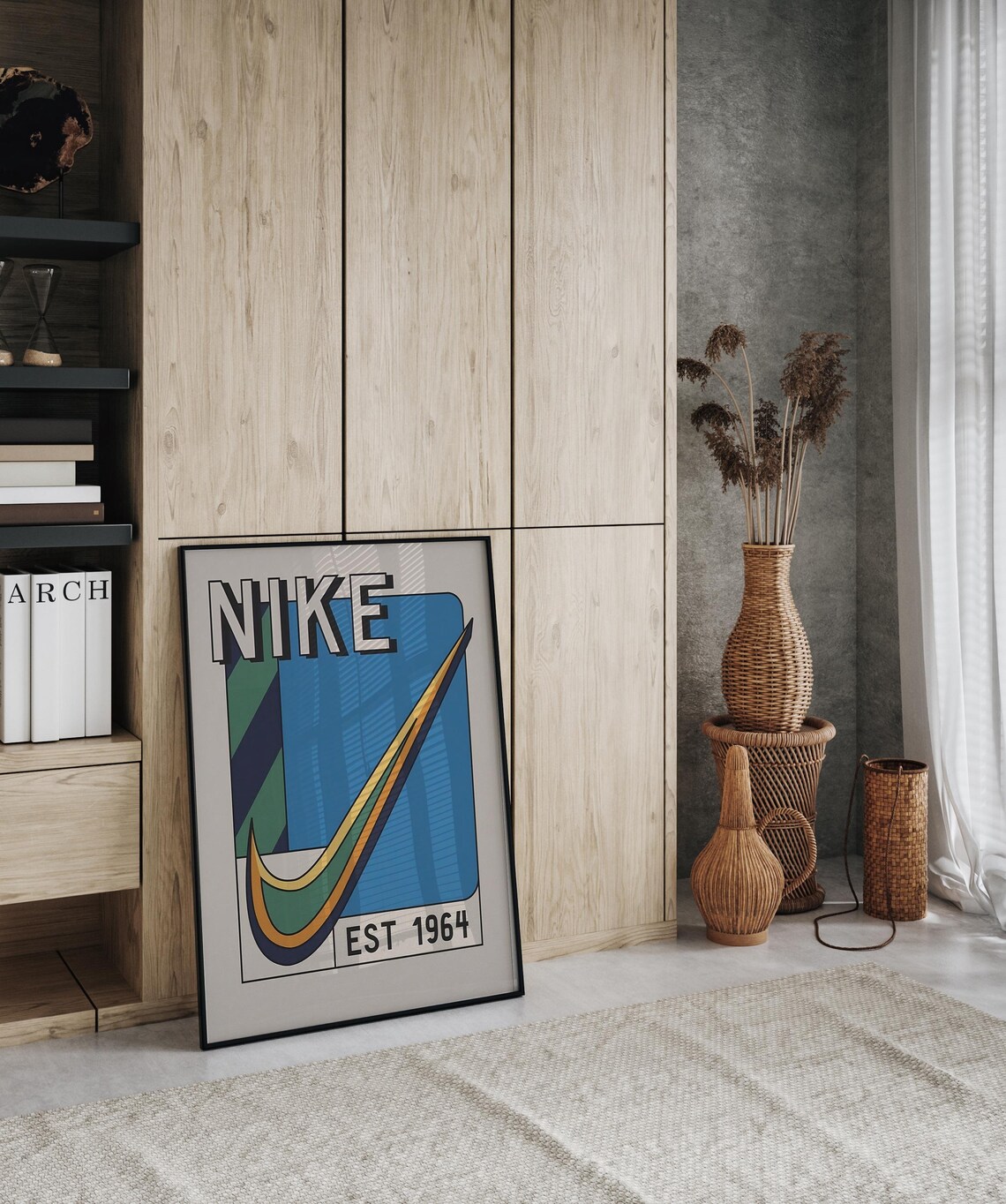 Retro Nike Est 1964 Giant Swoosh Vintage Streetwear Wall Art - Image 3