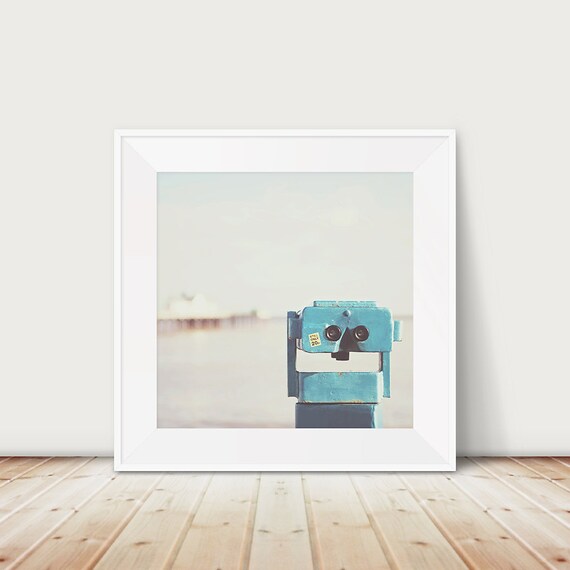 Southwold Pier Blue Viewfinder Vintage Beach Photography Print