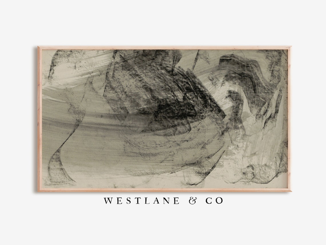 Neutral Grey Abstract Brushstrokes Modern Farmhouse Wall Art