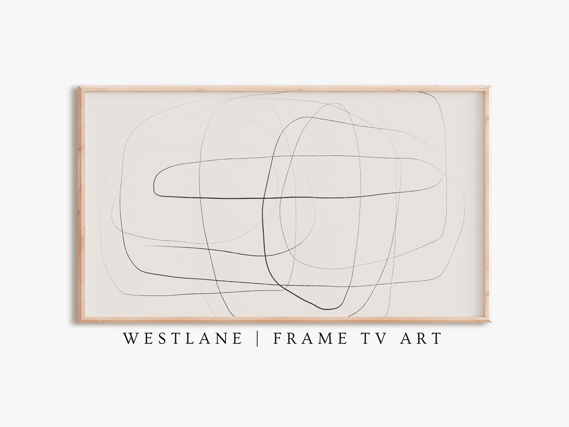 Neutral Frame TV Art, Minimalist Modern Line Drawing