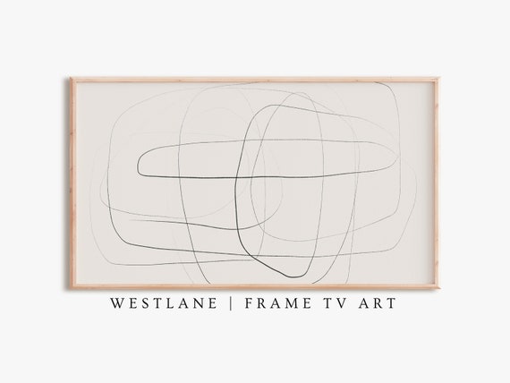 Neutral Frame TV Art, Minimalist Modern Line Drawing