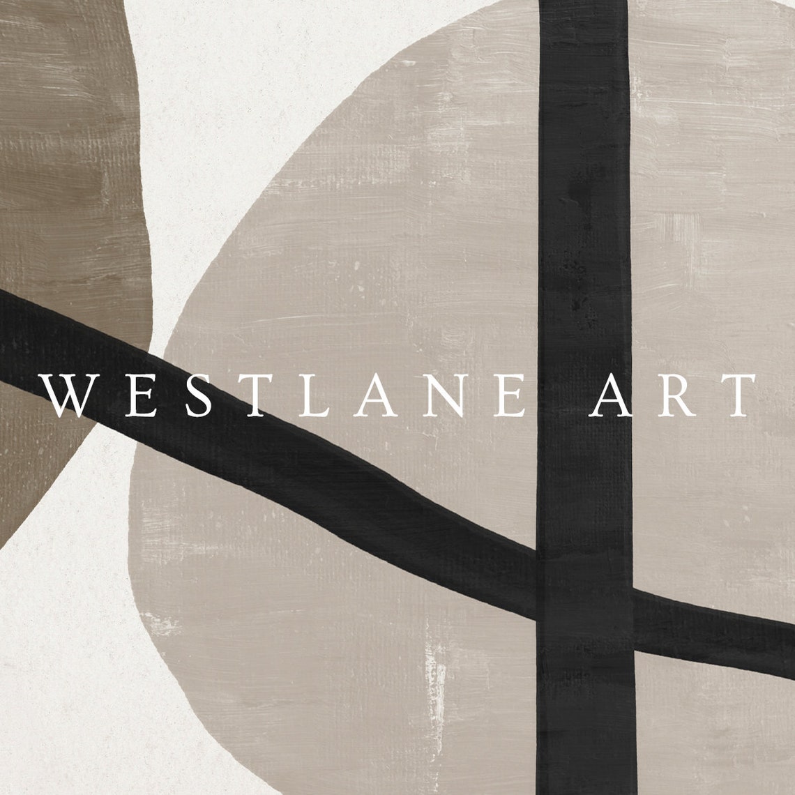 Neutral Brown Abstract Bold Black Brushstroke Lines Modern Art Poster - Image 2