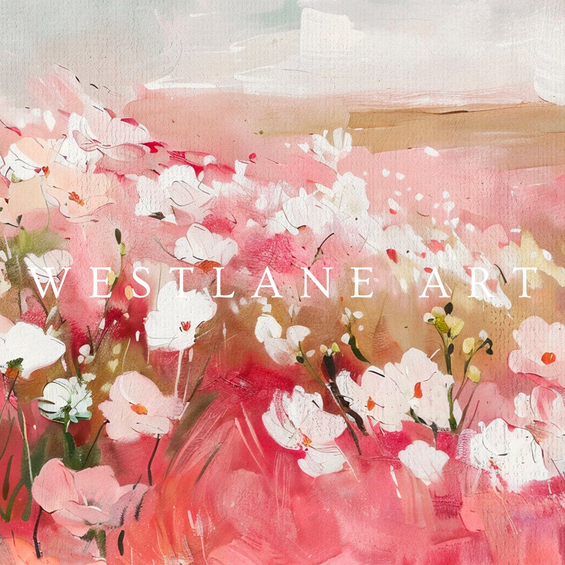 Pink Abstract Meadow Wildflowers Spring Bloom Soft Pastel Poster - Image 3
