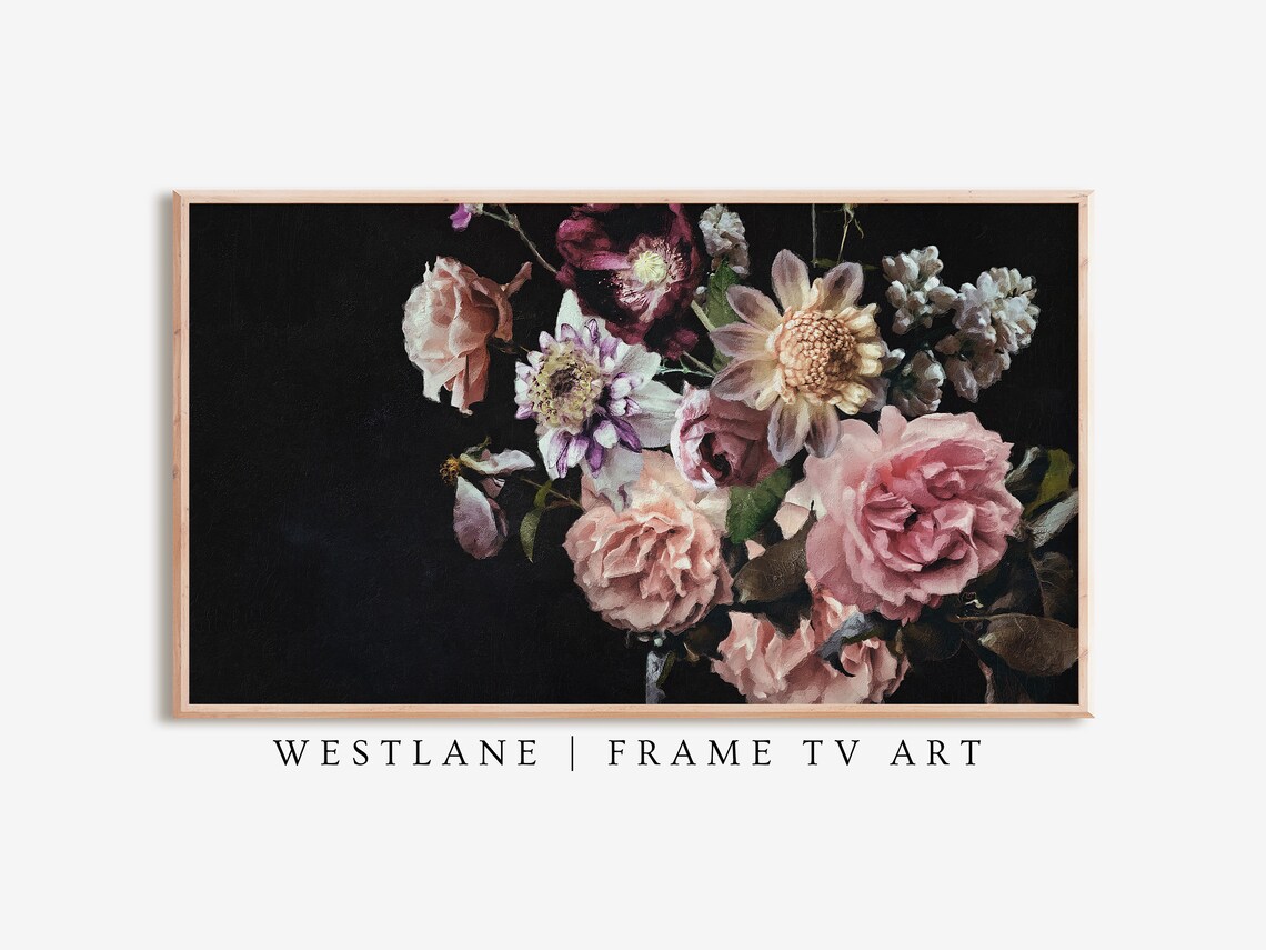 Frame Tv Art Dark Floral Painting Moody Botanical Tv - Image 2