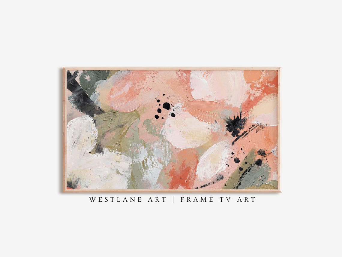 Modern Pastel Abstract Painting Coral Sage Brushstrokes Art Print