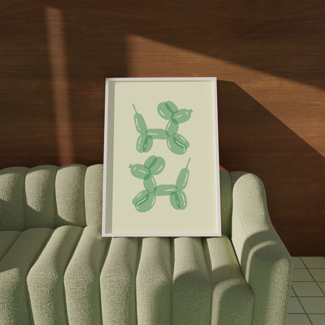Green Balloon Dog Print, Retro Eclectic Dorm Decor - Image 3