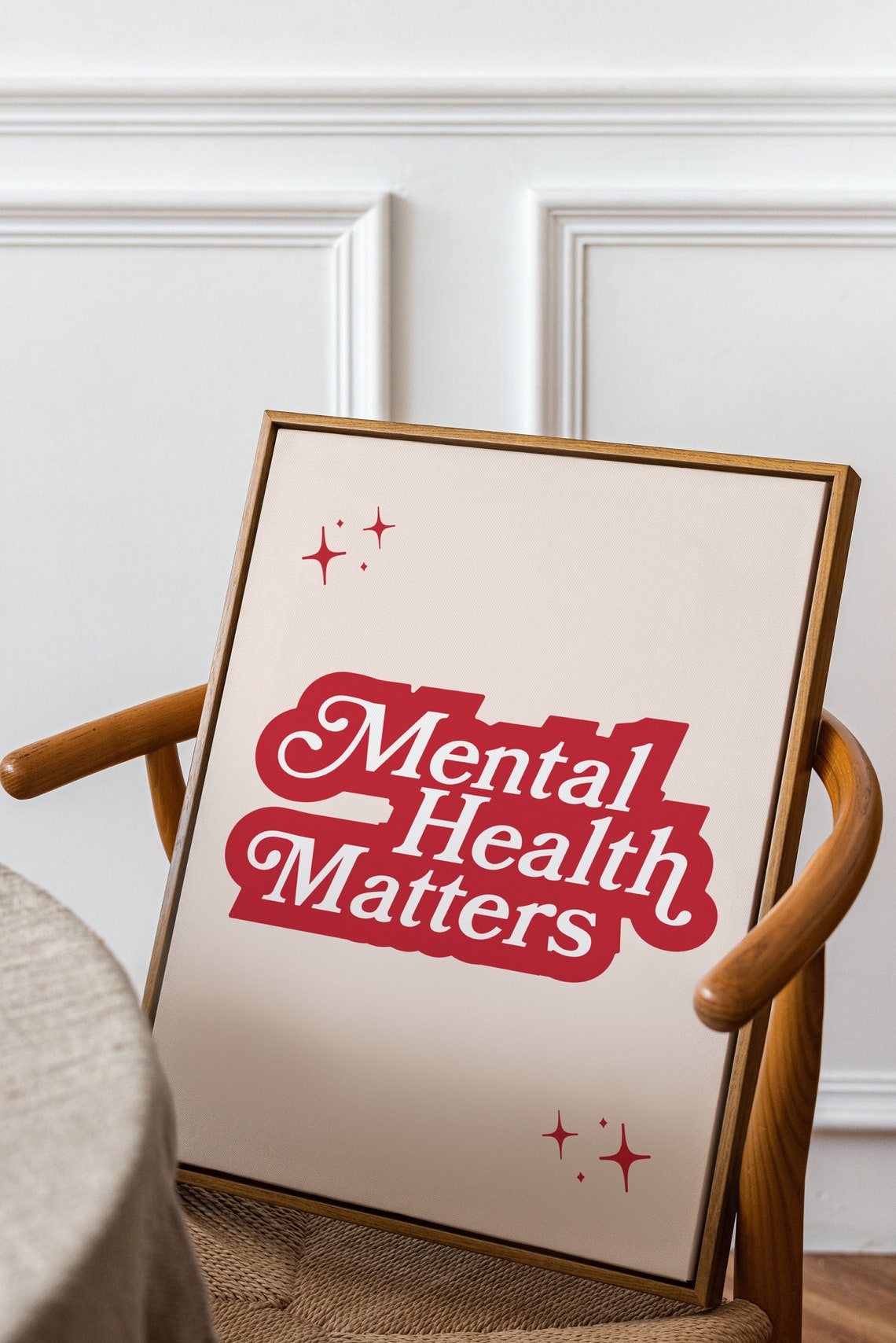 Mental Health Matters Red Retro Typography Self Love Quote Poster - Image 2