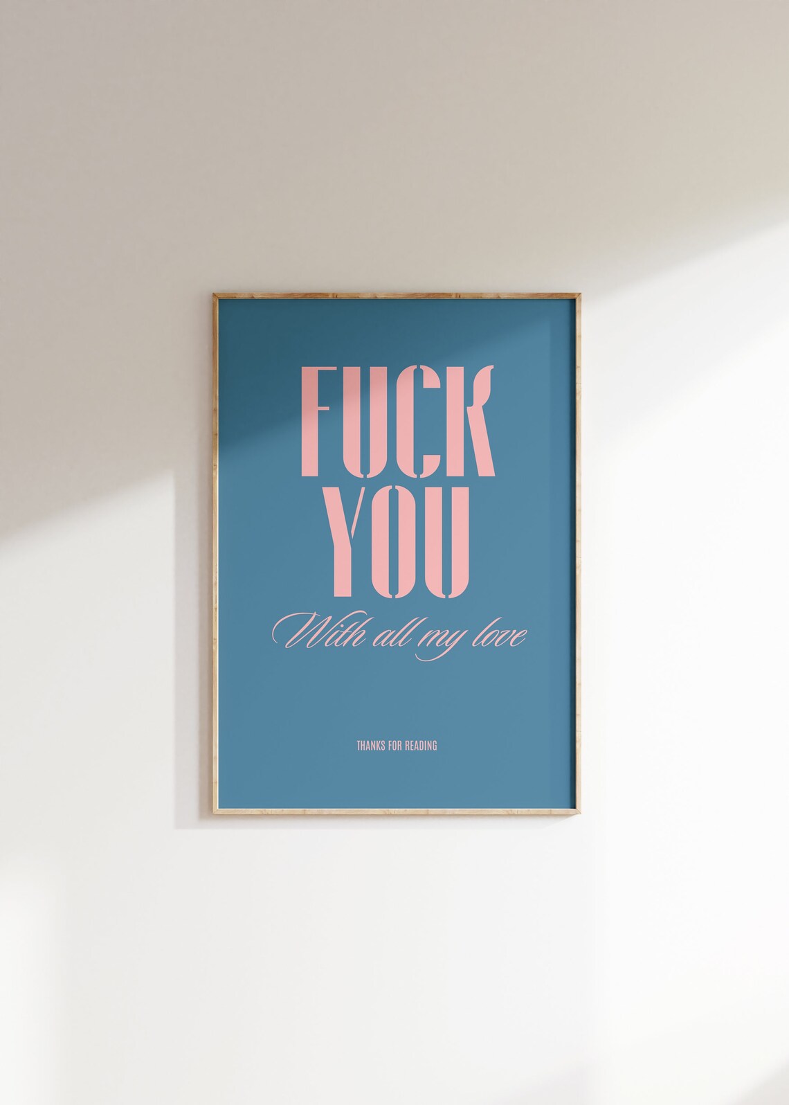 Cheeky Fuck You With All My Love Pink on Teal Typography Quote Poster