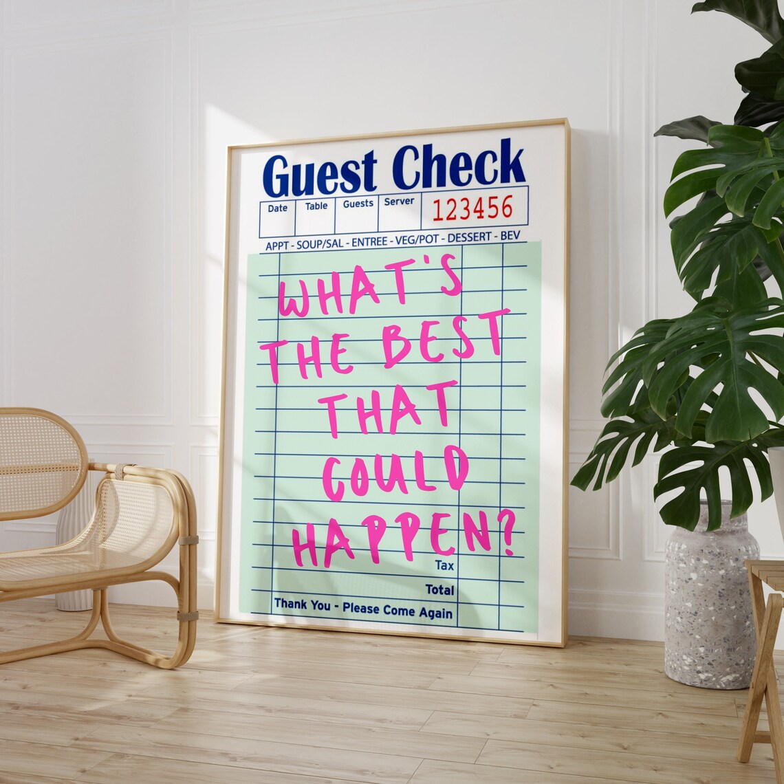 Guest Check Quote Art, Retro Bar Cart Poster - Image 2