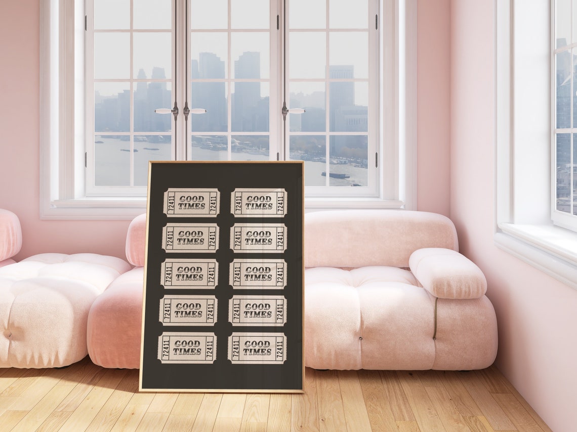 Good Times Fair Ticket Grid Black Retro Vintage Ticket Art Poster - Image 3