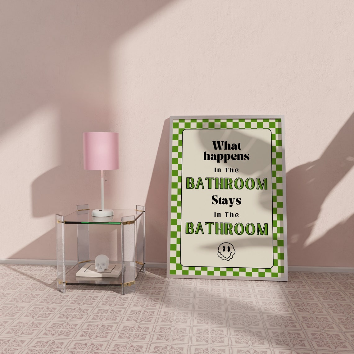 What Happens In The Bathroom Stays In The Bathroom Checkered Poster - Image 3