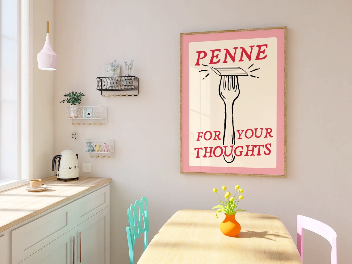 Penne For Your Thoughts? Retro Pasta Poster - Image 3