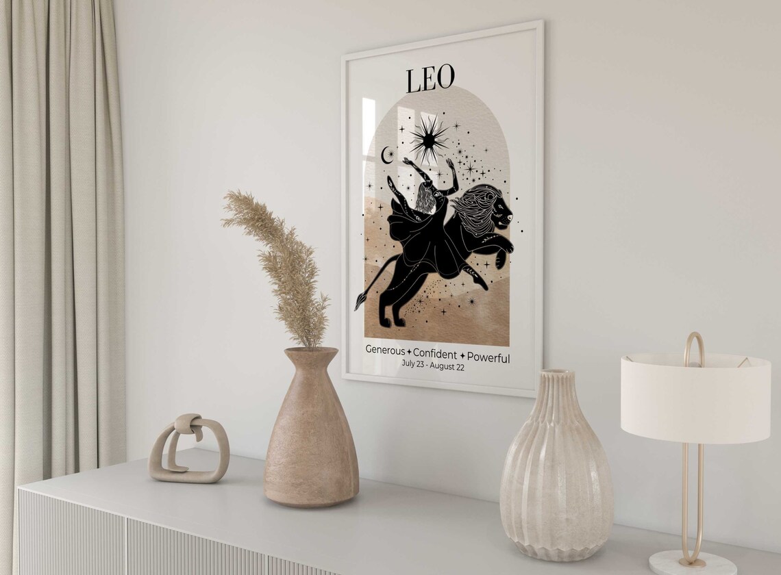 Leo Zodiac Goddess Art Print, Celestial Decor - Image 2