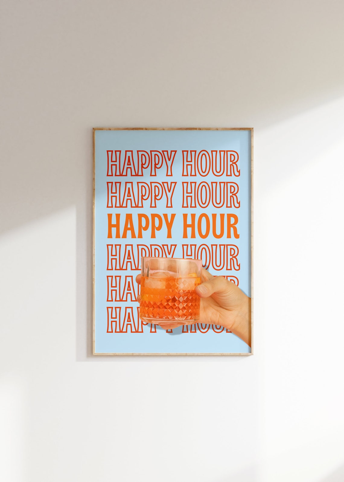 Happy Hour Bold Orange Typography Spritz Cocktail Photo Poster