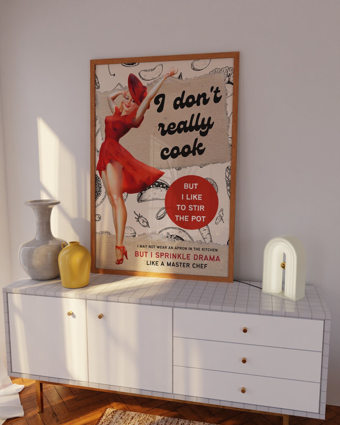 Vintage Pin Up Girl I Don't Cook Kitchen Art Print - Image 2