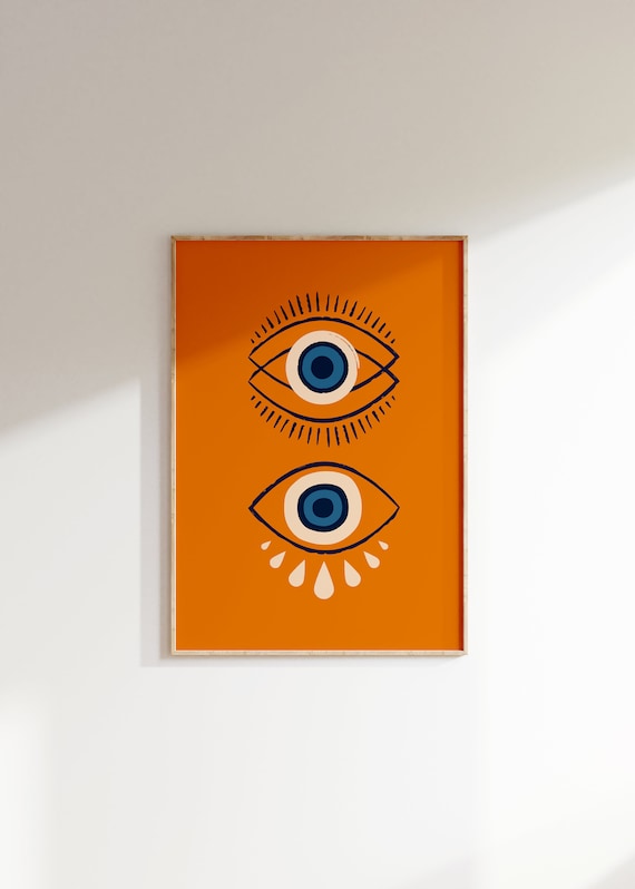 Groovy Evil Eye Protection Poster, Retro Maximalist Decor