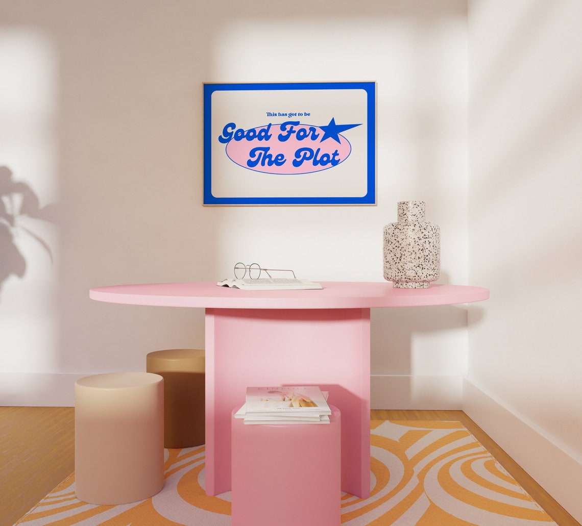 Good For The Plot Blue Retro Funky Horizontal Quote Typography Poster - Image 2